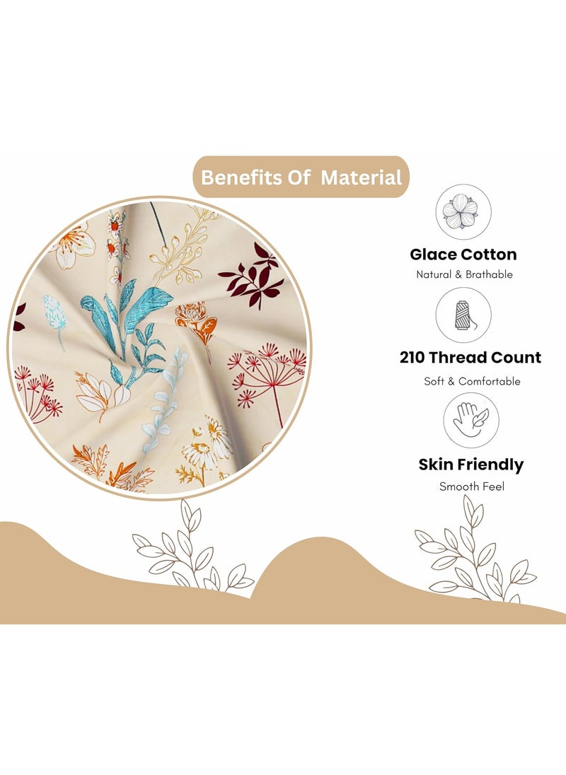RD TREND Presents Bedsheet for Double Bed 210 TC Size 90100 Inchs 228254 CMPolycotton Double Bed bedsheet with 2 Pillow Covers1828 Inchs ColorCream Gold Pattern Floral