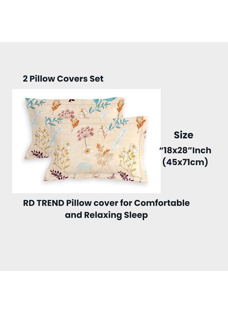 RD TREND Presents Bedsheet for Double Bed 210 TC Size 90100 Inchs 228254 CMPolycotton Double Bed bedsheet with 2 Pillow Covers1828 Inchs ColorCream Gold Pattern Floral