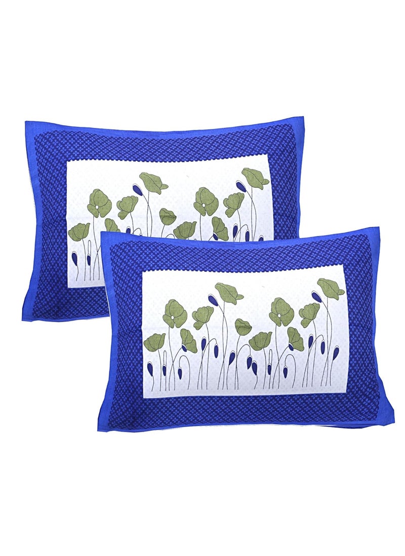 JAIPUR PRINTS 100 Cotton Rajasthani Jaipuri Traditional King Size Double Bed Bedsheet With 2 Pillow Covers Jaipurbed_7 Blue