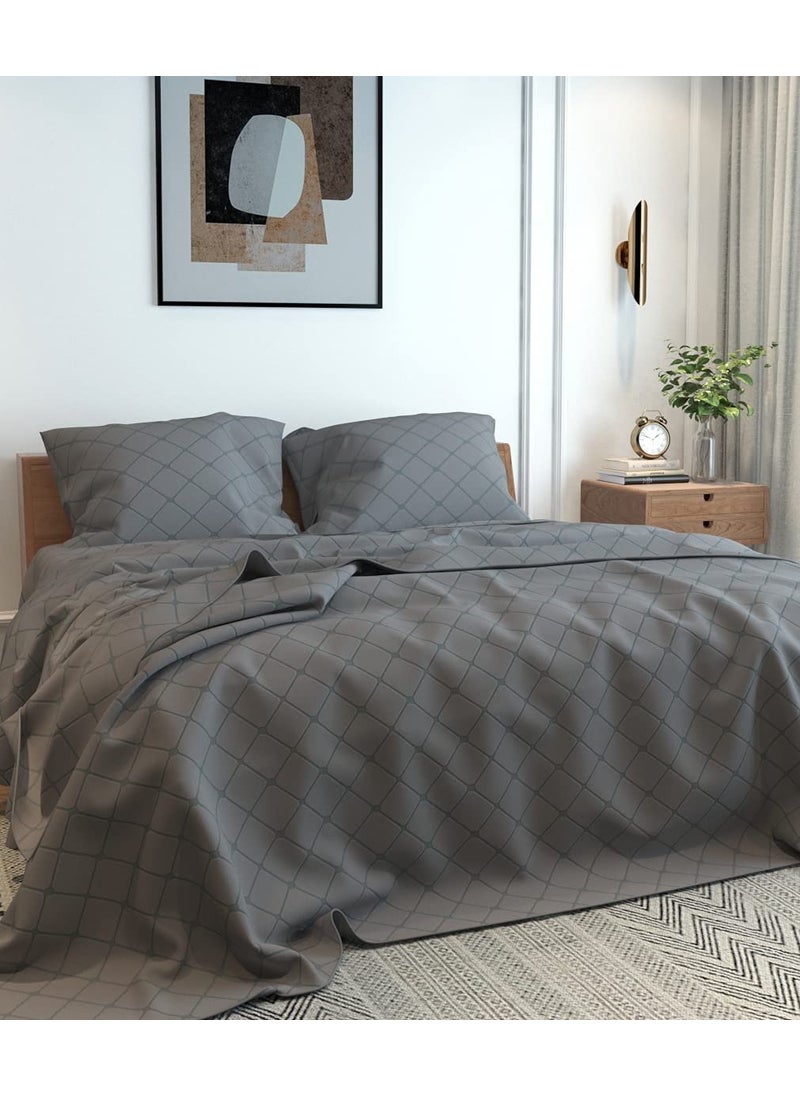 BELVOSTUM Homes Luxury Bedsheets Embossy Tangy Triangle 100 Microfiber Solid Bedsheet Double Bed with 2 Pillow Covers Tangy Grey Double