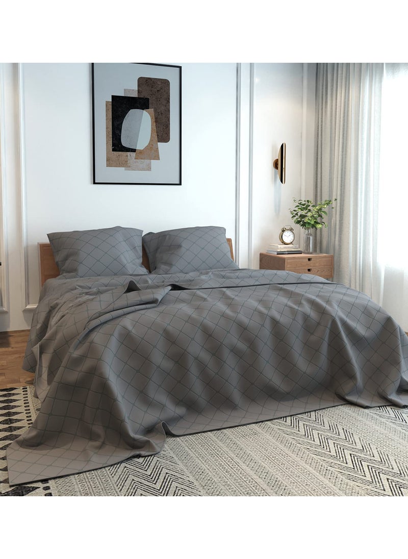 BELVOSTUM Homes Luxury Bedsheets Embossy Tangy Triangle 100 Microfiber Solid Bedsheet Double Bed with 2 Pillow Covers Tangy Grey Double