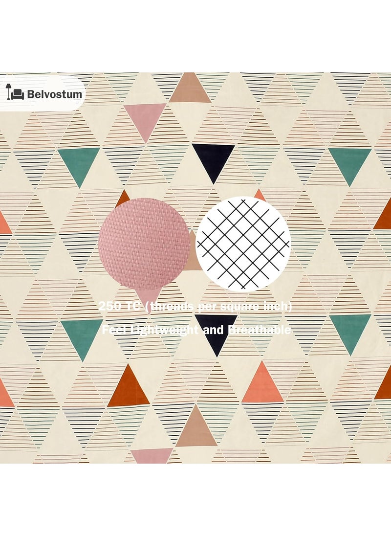 BELVOSTUM 250TC Soft Microfiber Printed Bedsheet for Single Bed Single Bed Sheet or Bed Cover Single Bed Single Bedsheet with 1 Pillow Cover Size 90in x 60in Pack of 2 Multicolor Triangle