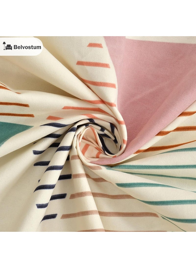 BELVOSTUM 250TC Soft Microfiber Printed Bedsheet for Single Bed Single Bed Sheet or Bed Cover Single Bed Single Bedsheet with 1 Pillow Cover Size 90in x 60in Pack of 2 Multicolor Triangle