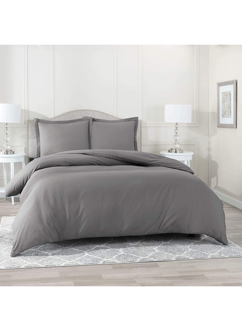 YUKU 210 Tc Satin Solid Double Queen BedSheet 90x100 inches 1 Bedsheet with 2 Pillow Covers for HomeHotelsGuest HouseVillas90 X 100 Dark Grey 1