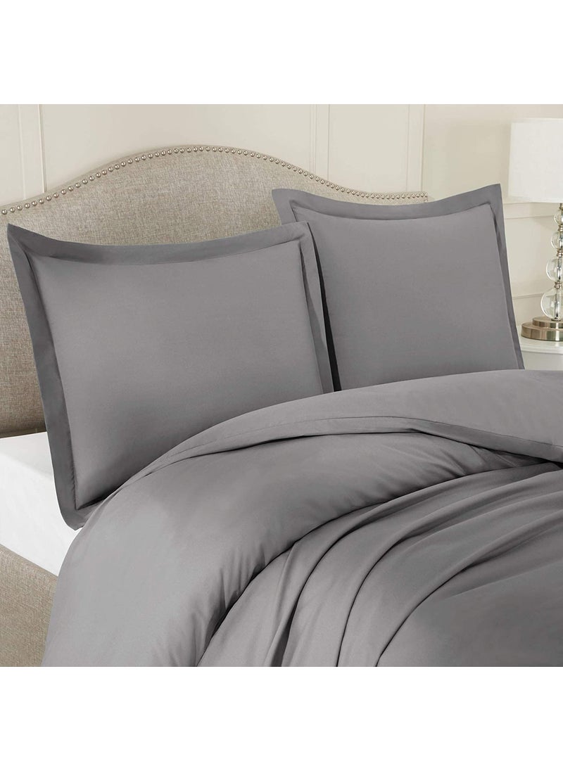 YUKU 210 Tc Satin Solid Double Queen BedSheet 90x100 inches 1 Bedsheet with 2 Pillow Covers for HomeHotelsGuest HouseVillas90 X 100 Dark Grey 1
