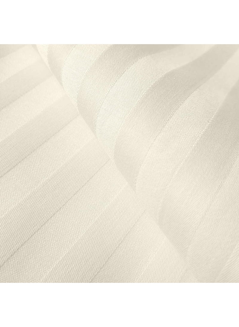 Haus Kinder King Size Bed Sheet Cotton 210 TC with 2 Pillow Covers for Double Bed Bedsheets Satin Stripes Ivory