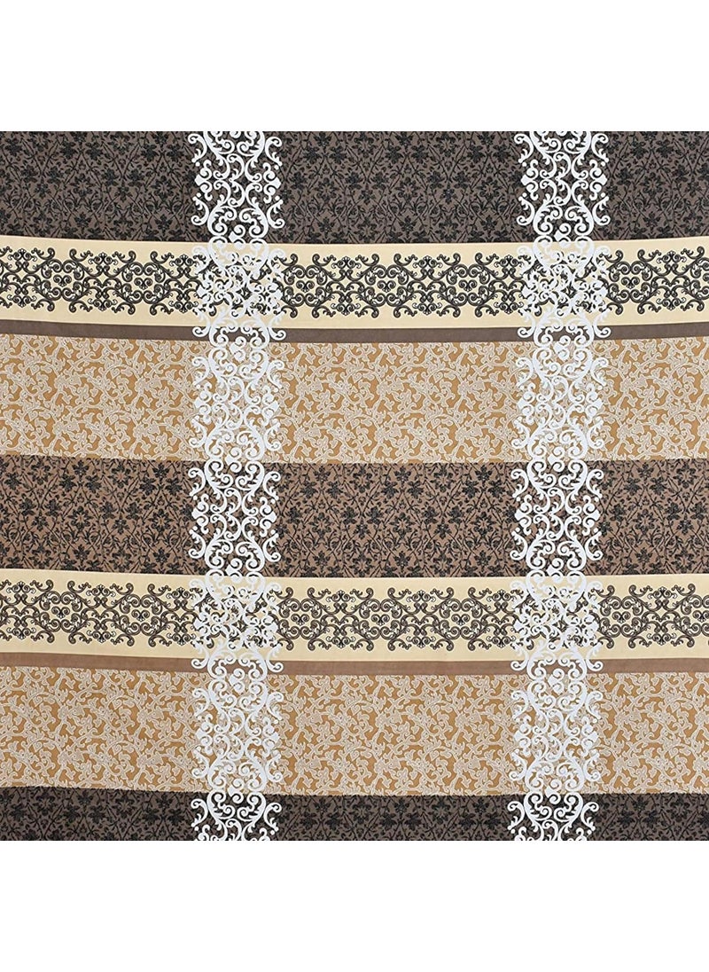 DECOREZA 60x78 Cotton Feel All Around Elastic Premium Fitted Bedsheets Elastic Fitted Bedsheets Queen Size Bedsheet for Double Bed with 2 Pillow Covers Size 60 x 78 x 8 Beige Damask