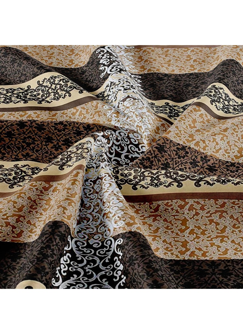 DECOREZA 60x78 Cotton Feel All Around Elastic Premium Fitted Bedsheets Elastic Fitted Bedsheets Queen Size Bedsheet for Double Bed with 2 Pillow Covers Size 60 x 78 x 8 Beige Damask