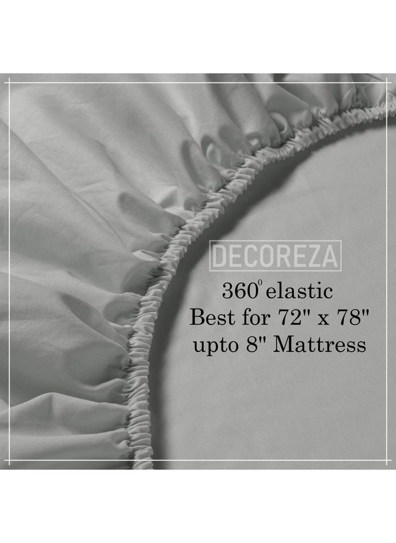 DECOREZA 240TC Premium Cotton Feel King Size Elastic Fitted Bedsheets with 2 Pillow Covers Elastic Bedsheet for Double Bed Supersoft Size 72 x 78 x 8 Red Flowers
