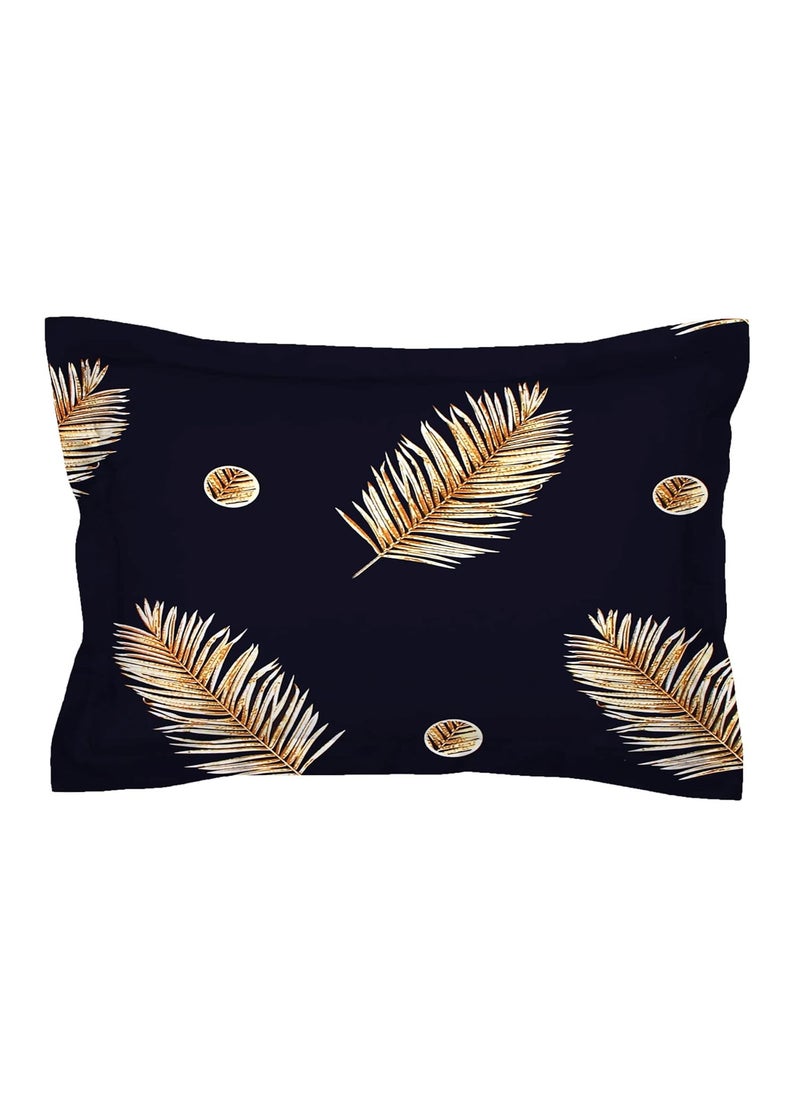 AEROHAVEN 180TC Glace Cotton Abstract Fitted Double Queen Bedsheet with 2 King Size Pillow Covers 72 x 78 GCB15 Navy Blue