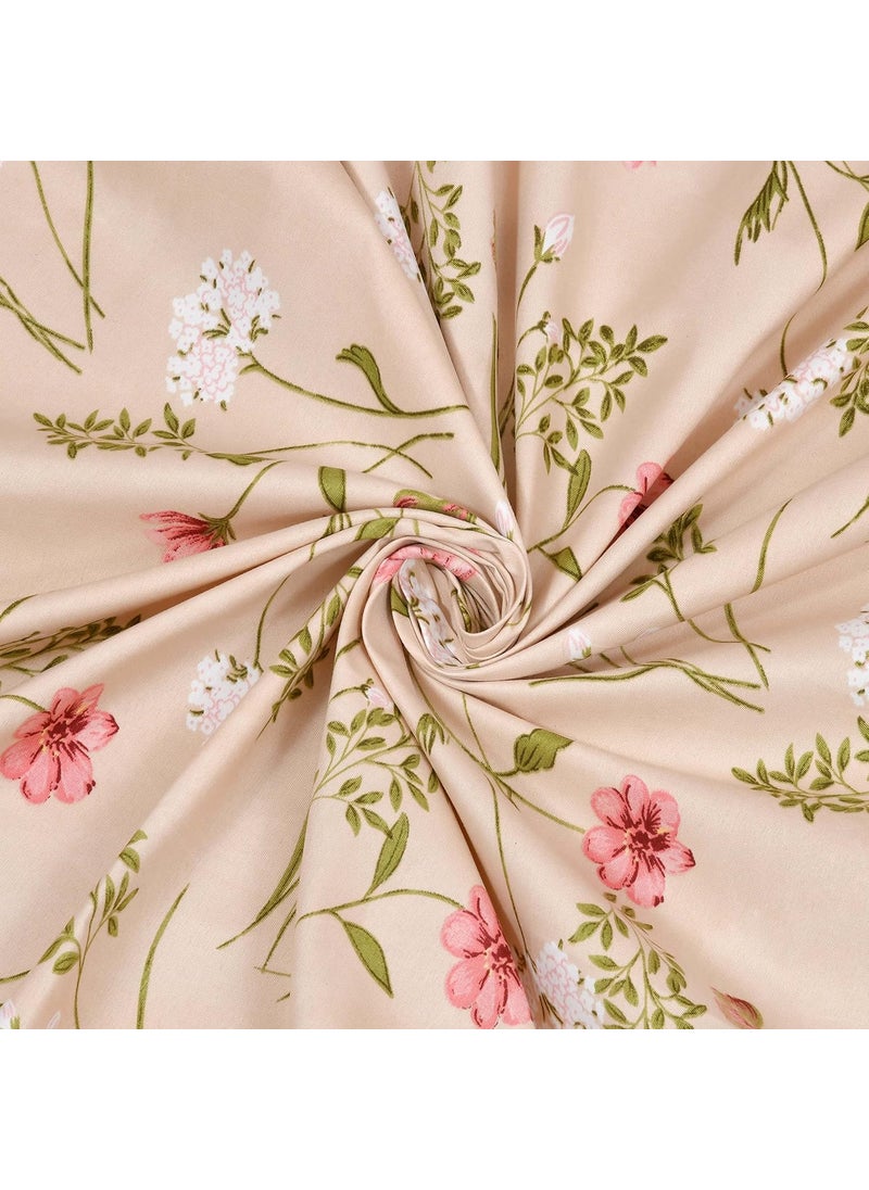 EasyGoods Super Soft Twilight Floral Bedsheet Bedsheet for Double Bed King Size Double Bedsheet with 2 Pillow Covers Premium Printed Flat Bed Sheet 106x107 inch Light Brown