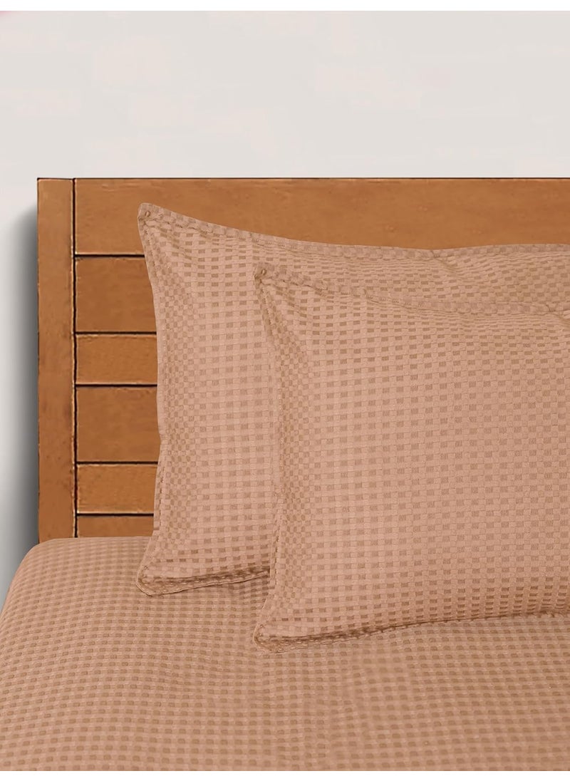 SARAL Home Soft Cotton Waffle Design Breathable Wrinkle Free Bedsheet for Double Bed 1 King Size Bedsheet with 2 Pillow Covers Beige100X108