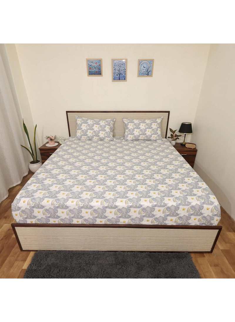 Bed Sheets Brushed Microfiber Rainbowsafari_Micro Patterned Sheet Pillowcase Sets_King 108x108 Inch
