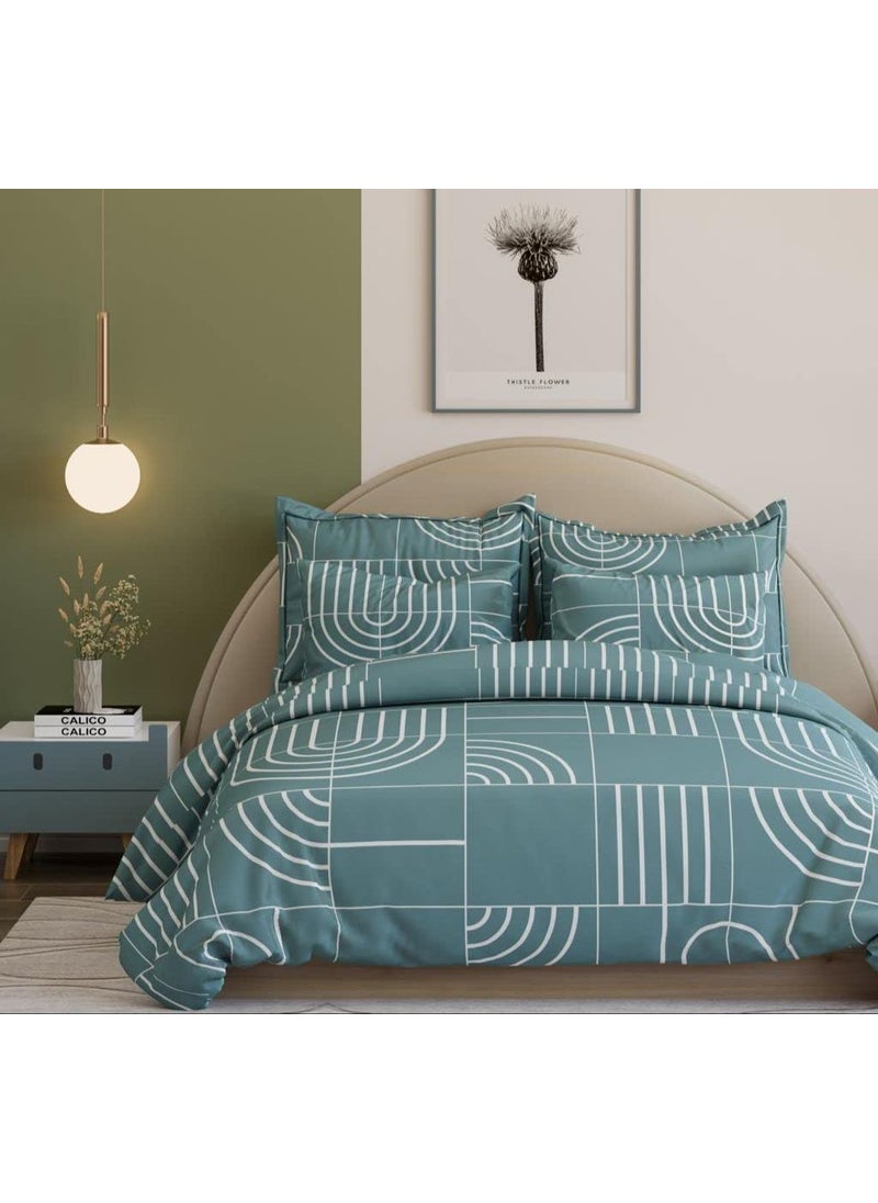 Castiqa Glace Cotton Fabric 400TC King Size 108x108inch 270x270cm Bedsheet with 2 Pillow Covers 18x28inch 45x70cm Teal