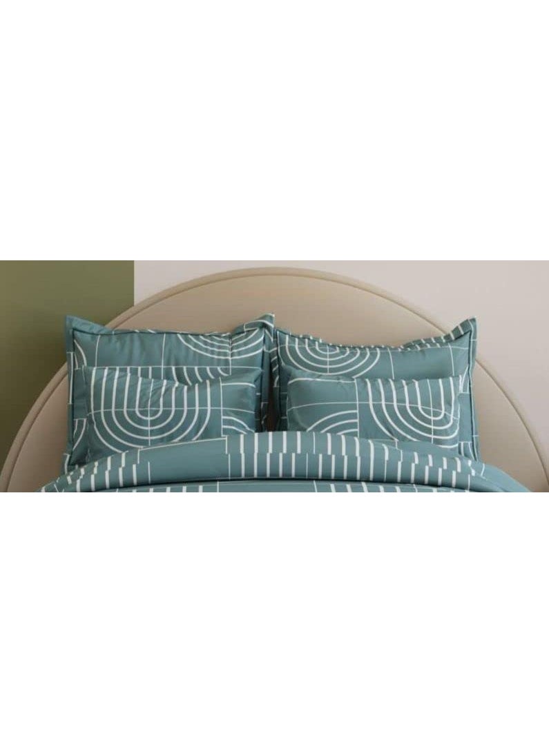 Castiqa Glace Cotton Fabric 400TC King Size 108x108inch 270x270cm Bedsheet with 2 Pillow Covers 18x28inch 45x70cm Teal
