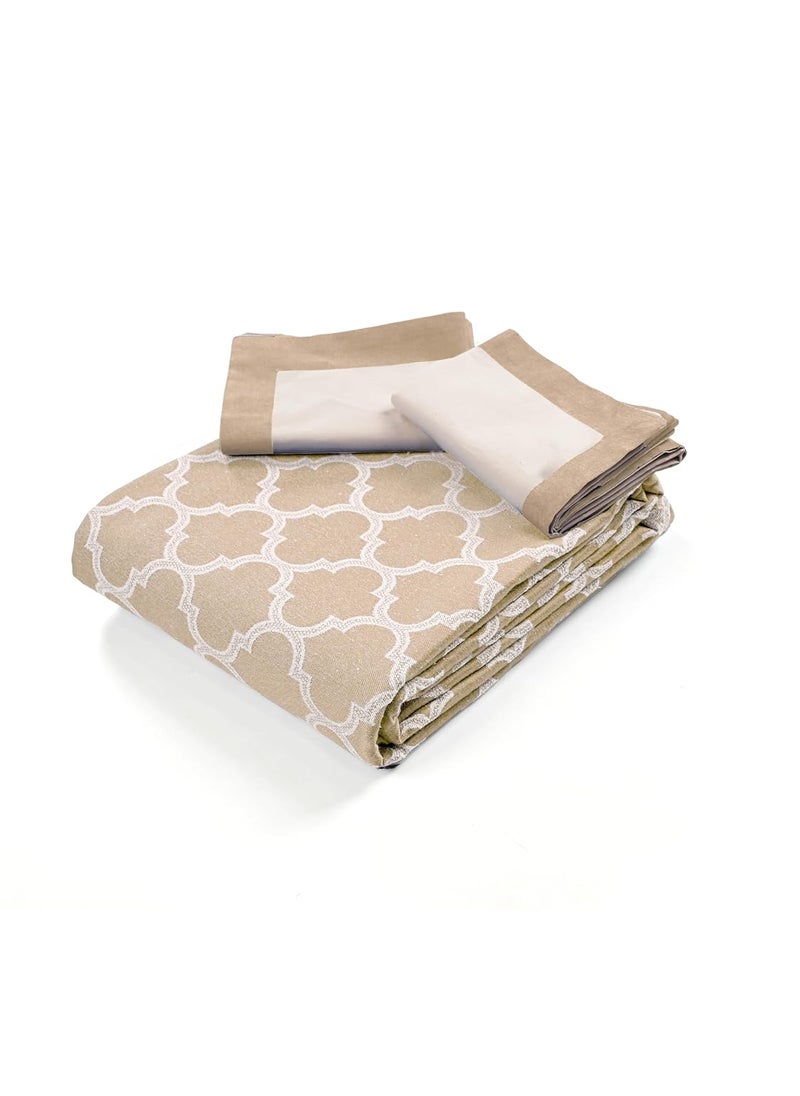 SARAL Home Soft Cotton KingQueen Noor Breathable Wrinkle Free Bedsheet for Double Bed 1 Queen Size Bedsheet with 2 Pillow Covers Beige90X100