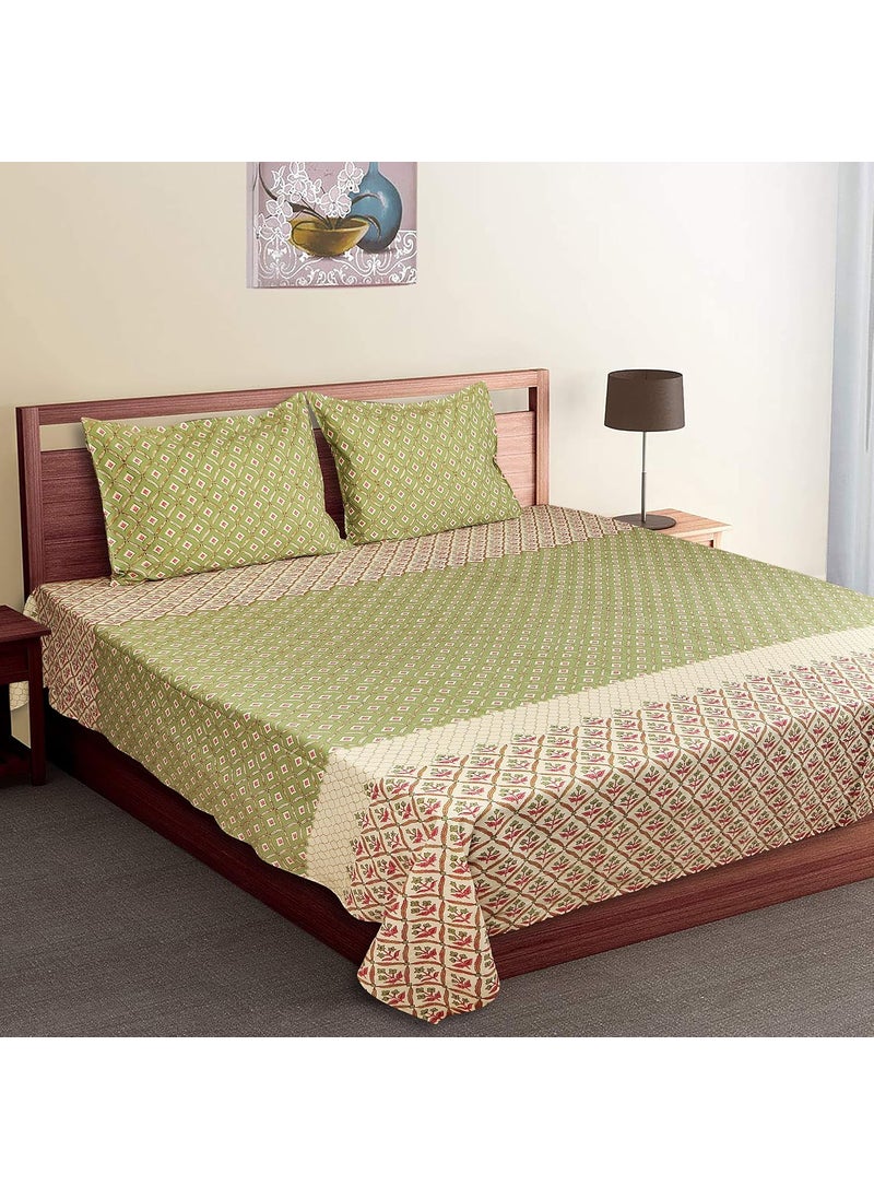 Serene Decor Super King Size Double Bedsheet Jumbo Floral Print 180 TC with 2 Pillow Cover 275 x 275 cm Super King Size Royal Collection 9 ft by 9 ft Cotton 108 x 108 inch