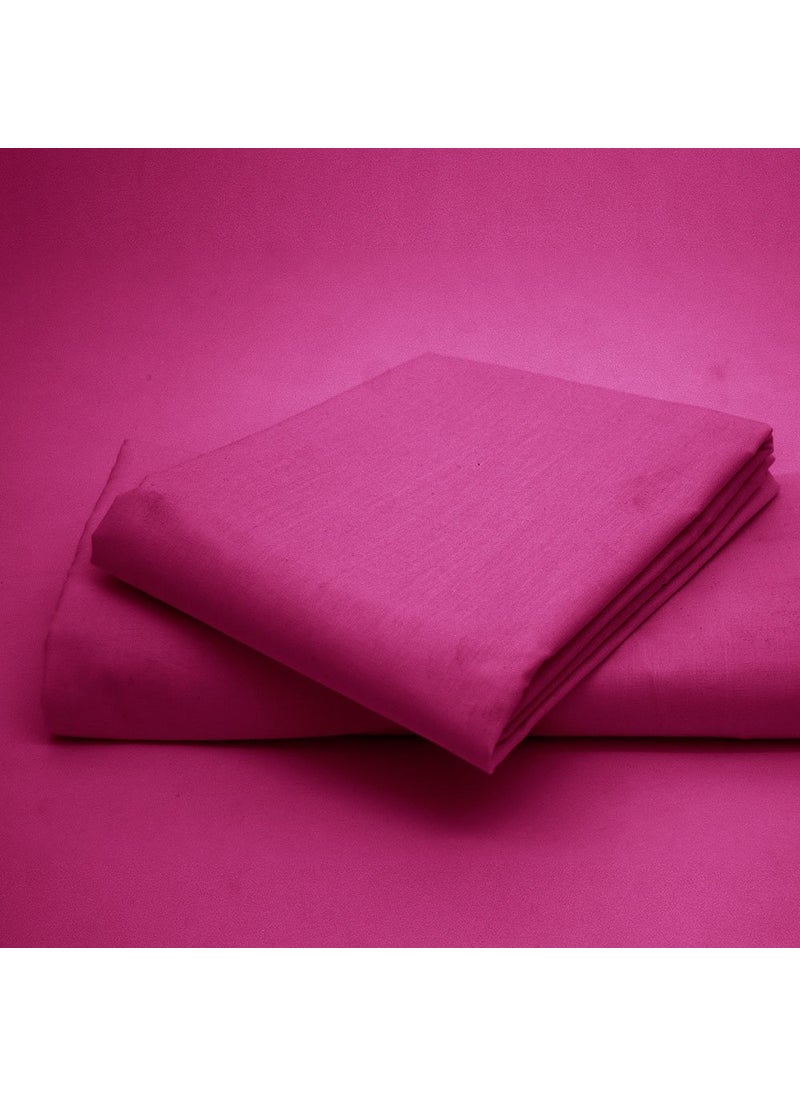COT PRINTS 100 Cotton 300 TC King Size Double Bed Sheet Set 1 Sheet and 2 Pillow Covers Dark Pink