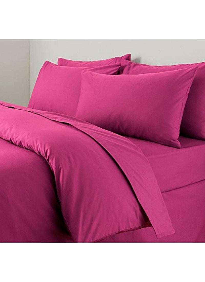 COT PRINTS 100 Cotton 300 TC King Size Double Bed Sheet Set 1 Sheet and 2 Pillow Covers Dark Pink