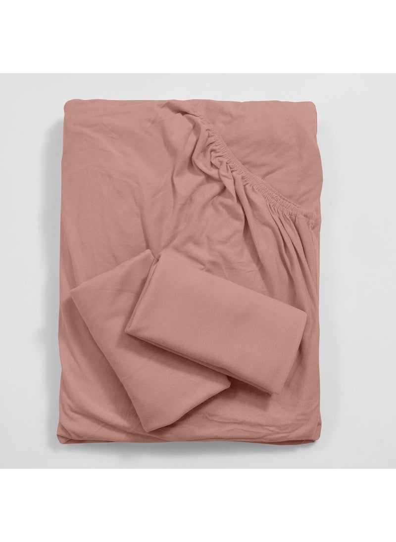 Haus Kinder Wrinkle and Iron Free 100 Cotton Jersey Soft TShirt Fabric Elastic Fitted Bedsheets King Size with 2 Pillow Cover Fits Up to 8 Mattress 78 X 72 Solid King Size Pink