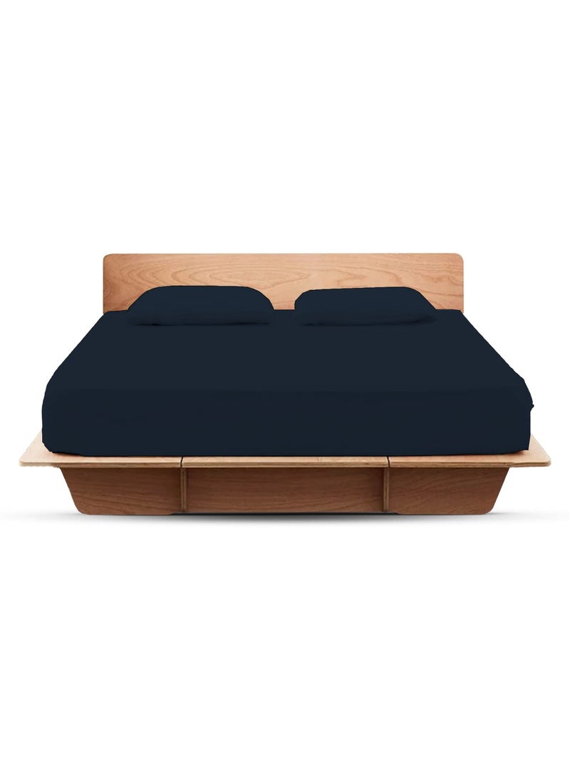 800 Thread Count Egyptian Cotton Bottom Fitted Sheet Only Queen Fitted Sheet Only Deep Pocket Soft Fitted Sheets Fitted Sheet Extra Deep Pocket 18 Fitted Sheet OnlyNavy Blue Queen Size