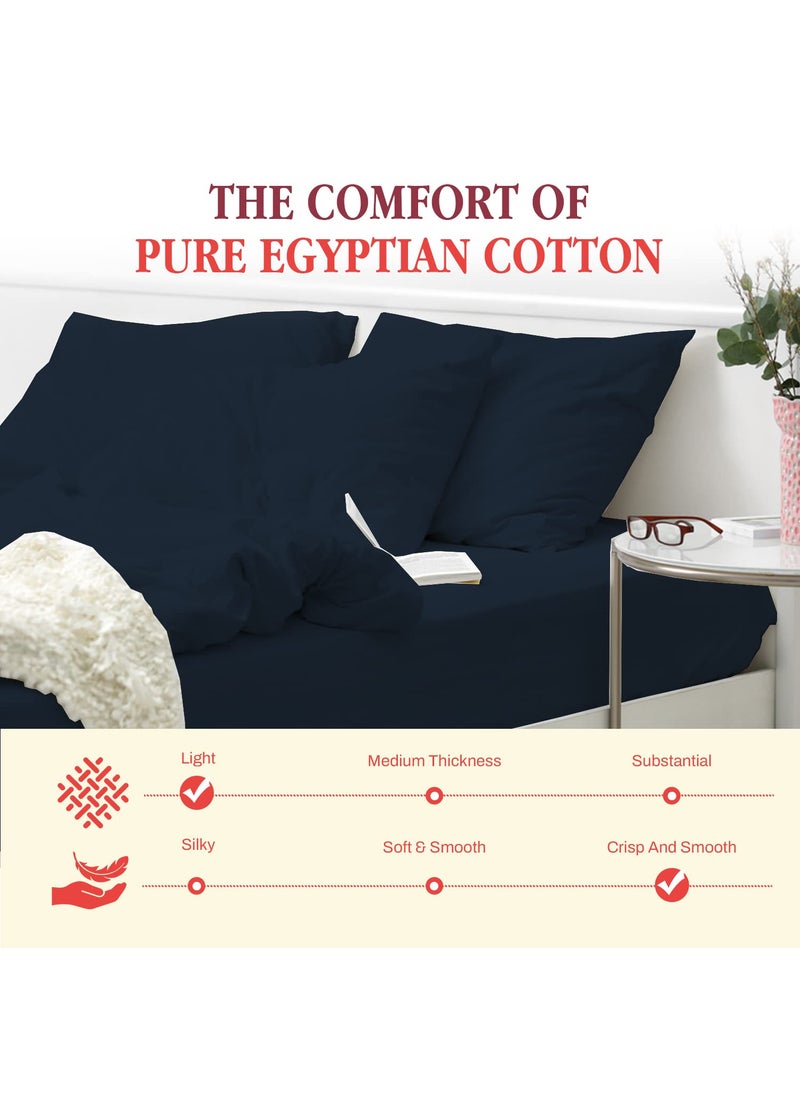 800 Thread Count Egyptian Cotton Bottom Fitted Sheet Only Queen Fitted Sheet Only Deep Pocket Soft Fitted Sheets Fitted Sheet Extra Deep Pocket 18 Fitted Sheet OnlyNavy Blue Queen Size
