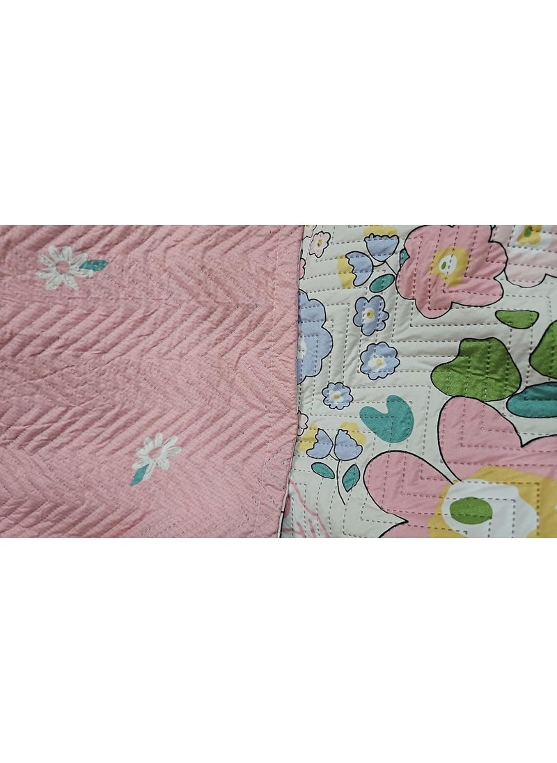 DECOMIZER Ultrasonic 280 TC Quilted Bedsheet King Size Double Bed 100 Cotton All Season Flat Bed Sheet with 2 Pillow Covers Supersoft Bedding Bedcover Set