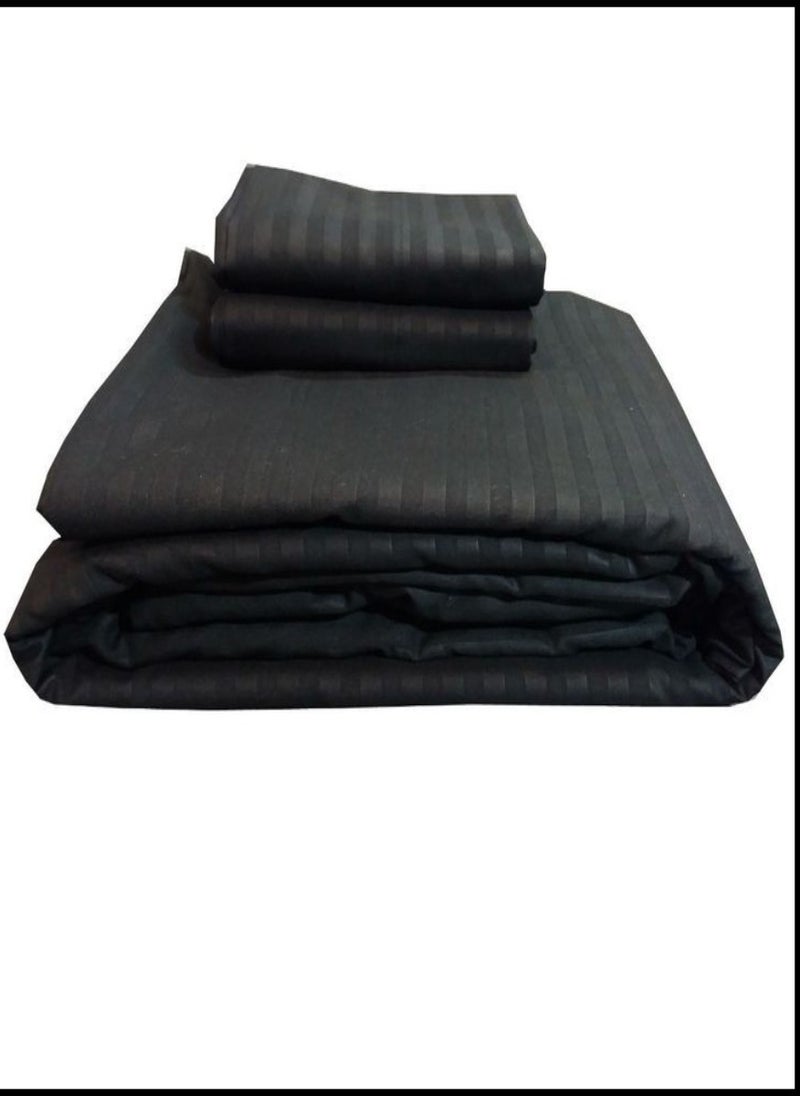 Black Striped Double Bed Sheet Sets Cotton 3 Piece Set Deep Pocket 150x200+35cm