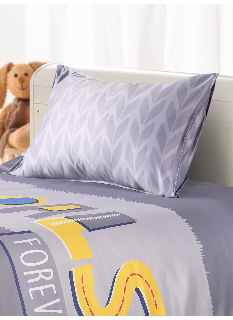 Saral Home Super Soft Paw Petrol Designer Breathable Wrinkle Free Bedsheet for Single Bed 1 Single Size Bedsheet with 1 Pillow Cover Grey60X90