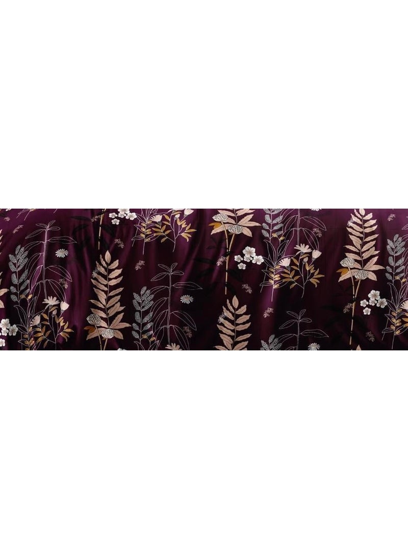 Subtlespreads Premium Cotton Feel Bedsheets for Double Bed with 2 King Size Pillow Covers Bed Sheets for Bedroom Purple Plants Flat Queen 90x100 inches