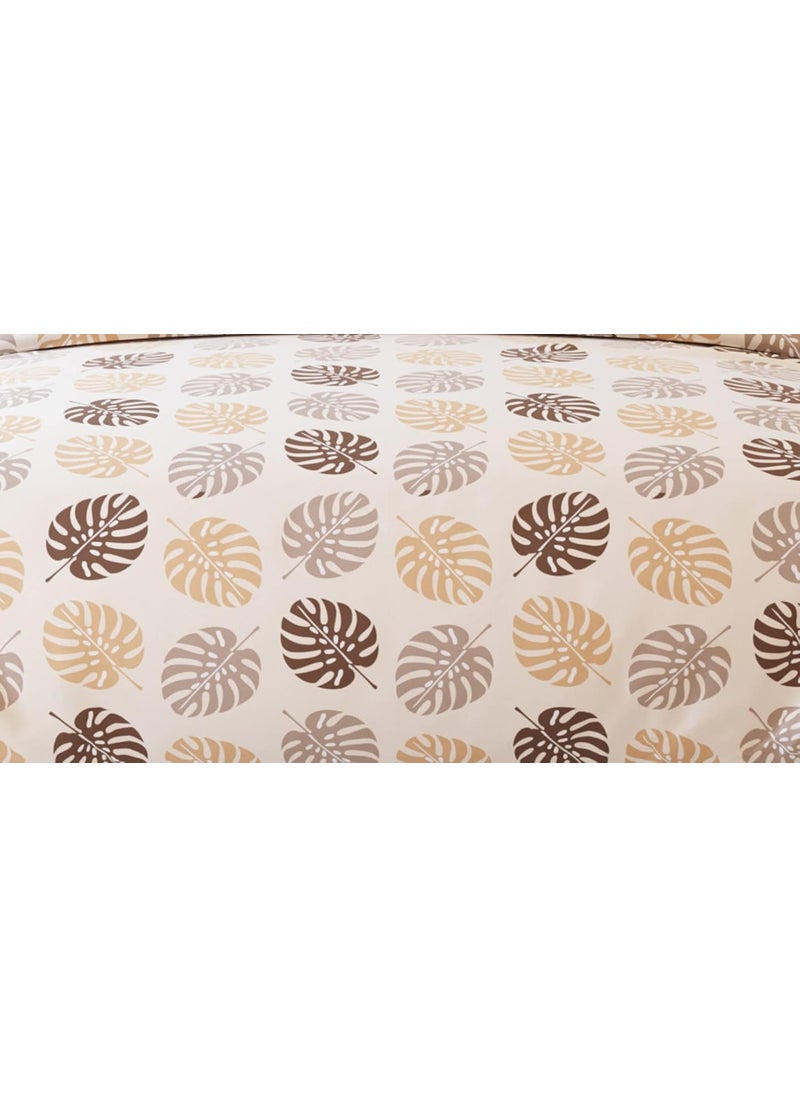 Subtlespreads Premium Cotton Feel Summer Cool Elastic Fitted Bedsheets with 2 Pillow Covers Bedsheets for Double Bed with Elastic Fitting Queen Fitted Ivory Leaves