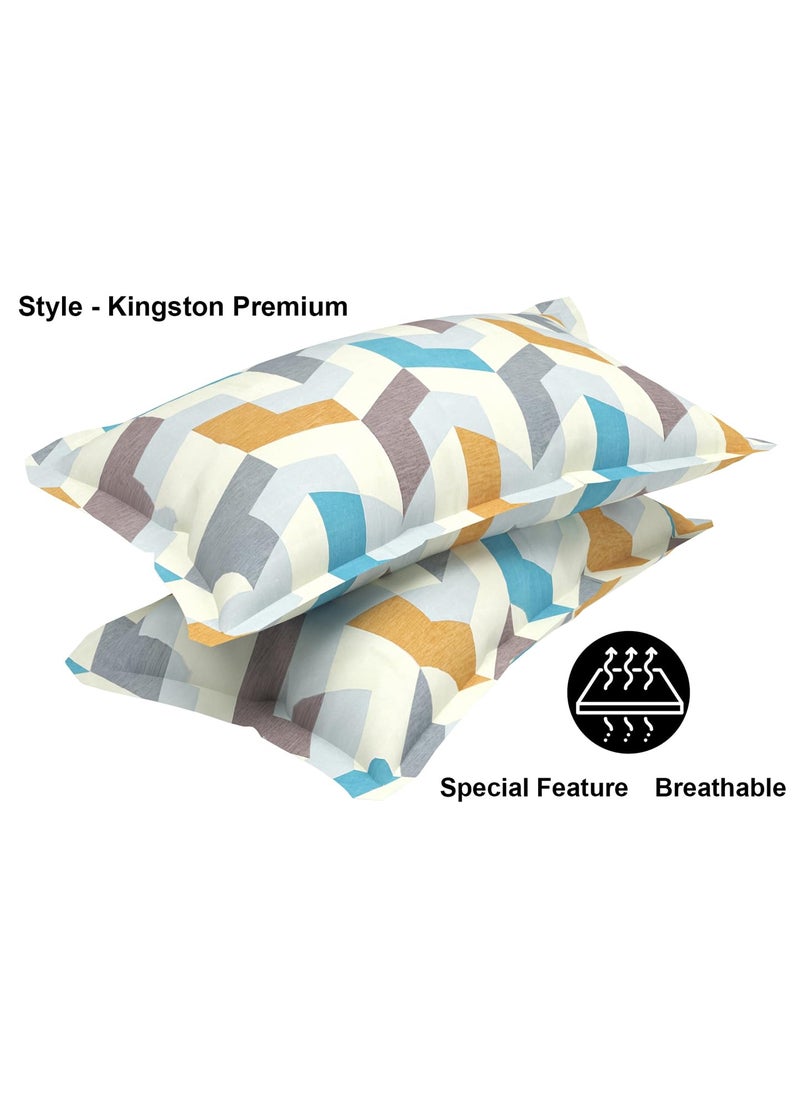 VAS COLLECTIONS 220 TC 100 Cotton Kingston Collection Super King Size Bedsheets with 2 King Size Pillow Covers Luxury Soft Sheets 3pcs Set 108x108 inchesMulticolour