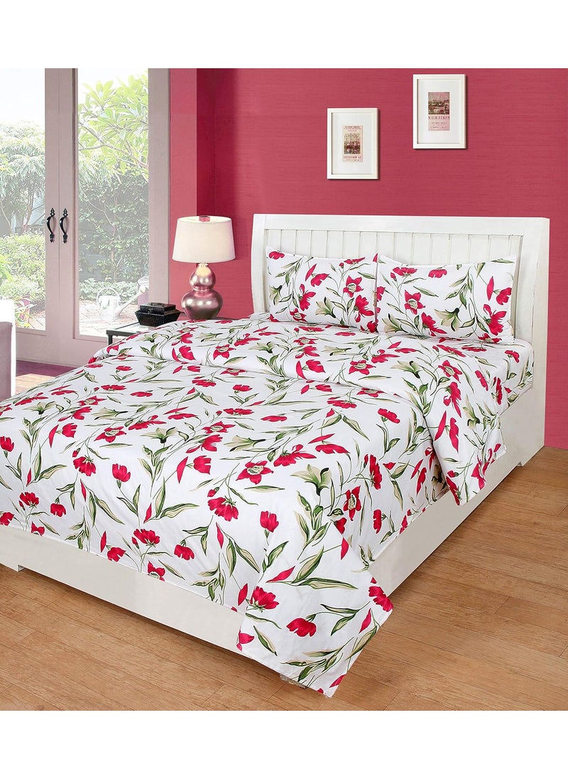 VAS COLLECTIONS 200 GSM Glace Cotton Combo Pack of 4 Double Printed Bedsheet with 8 King Size Pillow CoverSize228X228Pillow Size18X28 inchesMulticolor