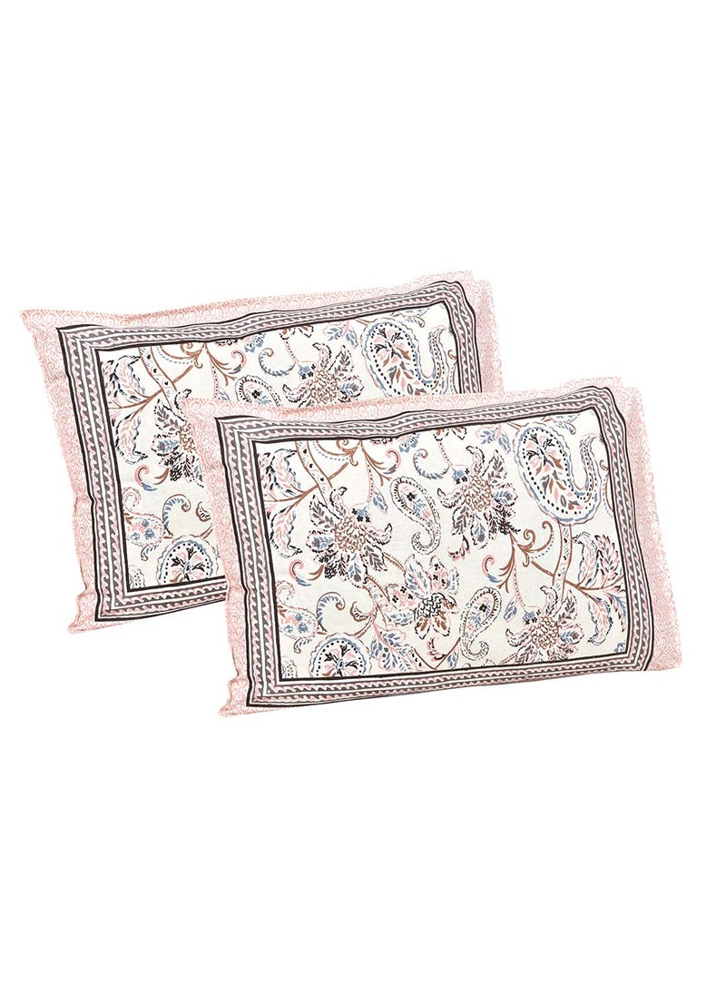 EasyGoods 240 TC Pure Cotton Bedsheet for Double Bed King Queen Size Bed Jaipuri Rajasthani Design with 2 Pillow Covers Extra Soft Wrinkle Free 90 x 103 inches Pink Monarch05