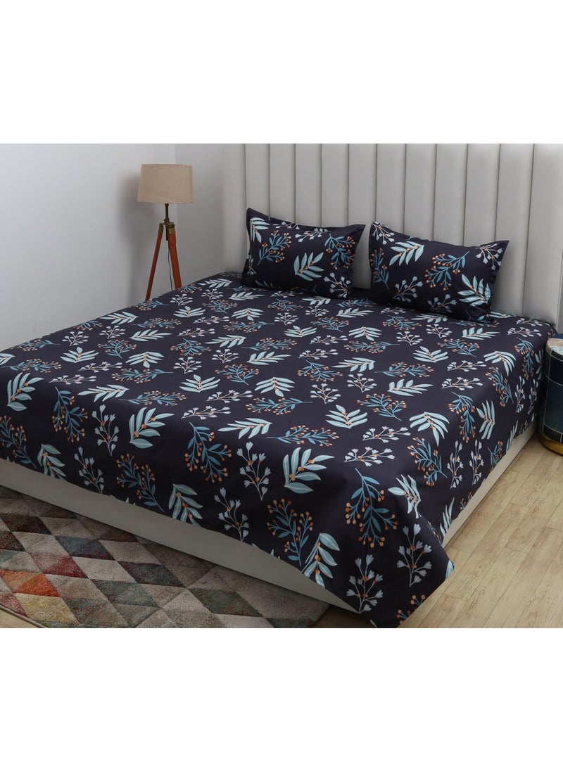 PRINDA Presents King Size Flat Double Bed Sheets with 2 Pillow Covers Color Violate