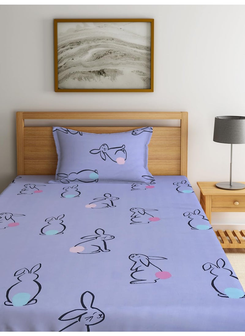 Ambra Linens Kids Bed Sheet Set Single Bed 100 Cotton Soft Smooth Flat Sheet AllSeason Use 1 Bedsheet 1 Pillowcase Comfortable Breathable Bedding for Kids 152cm x 228cm 60x90 Inches