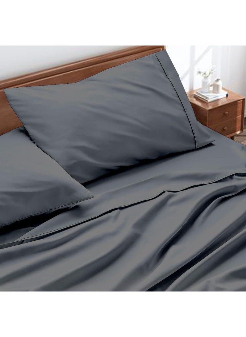 Bedsheets for King Bed Microfiber Plain King Size Bed Sheet Include Pillow Cover Ultra Soft for Home Hotel Villa Resort and Guest House_Dark Grey Solid