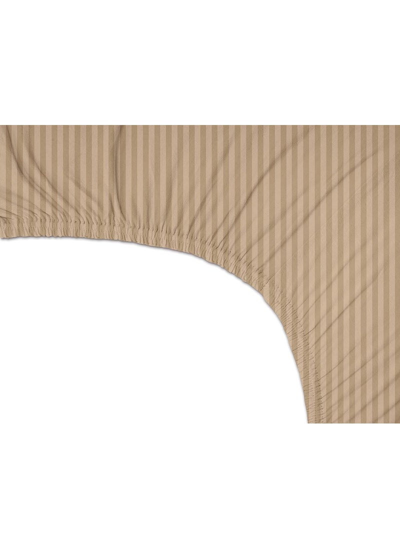VAS COLLECTIONS Premium Cotton Elastic Fitted Bedsheets with 2 Pillow Covers Double Bed with All Around Elastic 220 TC Supersoft Size 72x7810 inches Beige