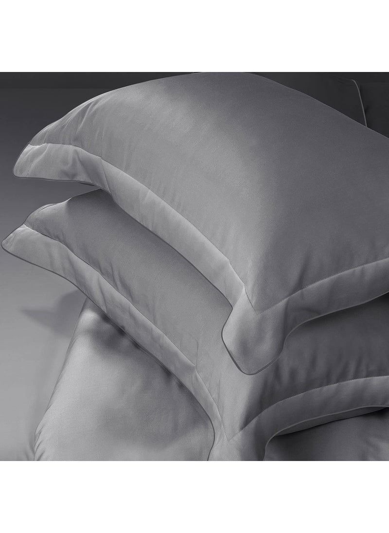 SPREAD SPAIN Italian Cotton Standard Pillow Cases Set of 2 Super Soft and Breathable Envelope Closure Pillowcases 18 x 27 Inches Standard Size with 500 Thread Count Steel Grey