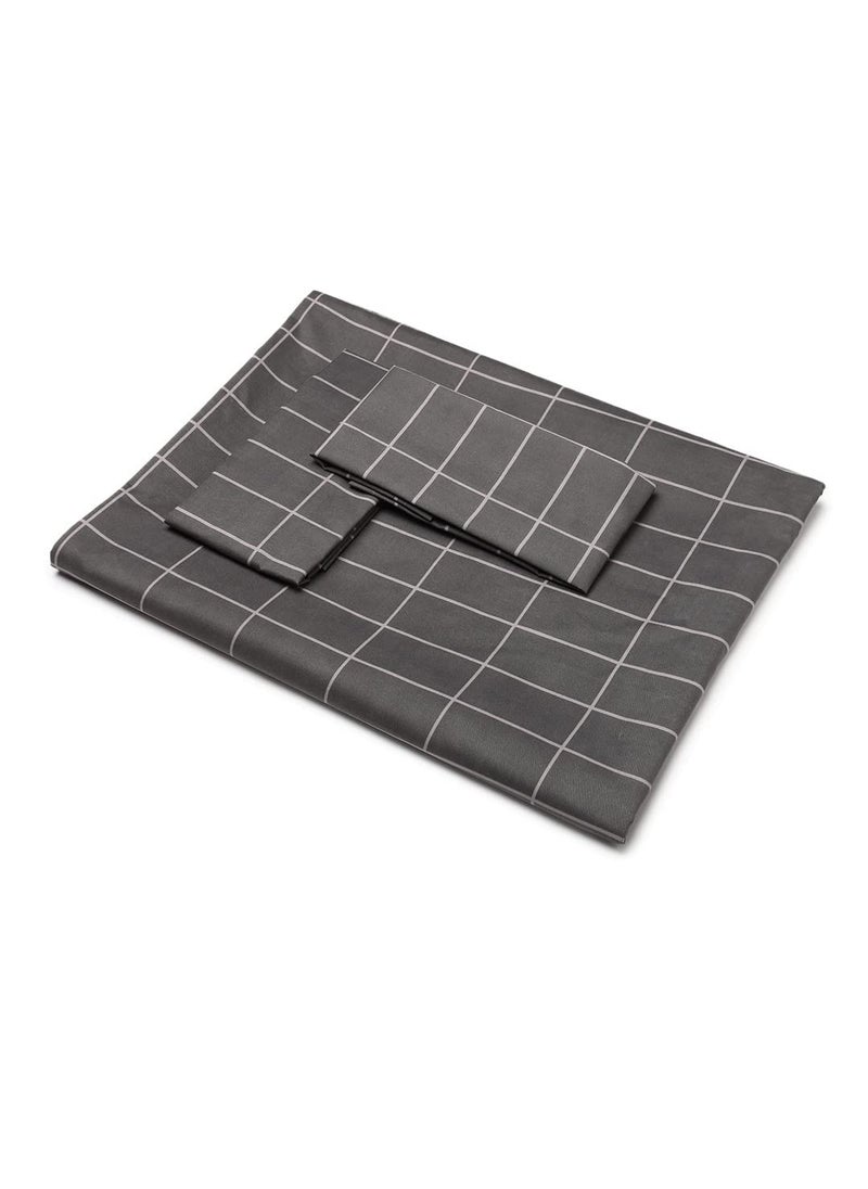 Belvostum Microfiber Checkered Double Bedsheet with 2 Pillows Covers 90x100 Inches Dark Gray