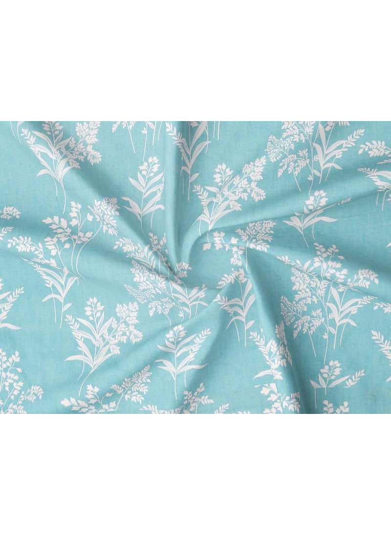 PRINDA Presents Luxurious Glace Cotton 210 TC King Size78X72X8 Inch Elastic Fitted Double Bedsheet Fully Elasticized with 2 Pillow Covers Colour Firoji White Leaf