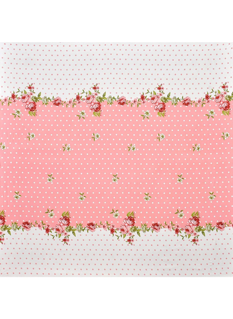 DECOMIZER Cotton Feel All Around Elastic Fitted Glace Printed Single Bed Bedsheet with 1 Large Pillow Cover Fits Upto Mattress of 6 InchesSize 42 x 75 x 8 Inches Design Pink Center Flower