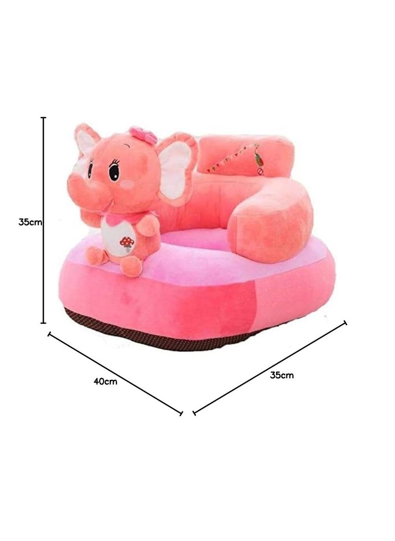 Vaishno Elephant Shape Baby Soft Plush CushionBaby Plush Sofa Seat Cushion for KidsColor Pink
