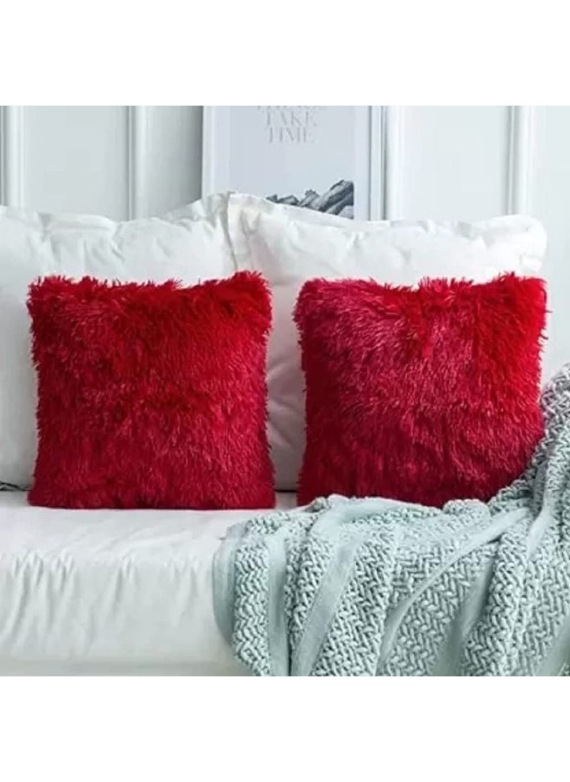 SHRI GANESH HANDLOOM Toys Polyester Fibre Solid Sleeping Pillow Pack of 2 Red