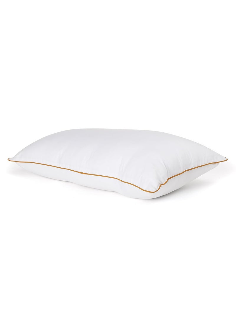Elarra Home Bounce Pillow White Mustard Yellow Piping Size 43 cms x 68 cms 300TC Cotton Fabric Virgin Grade Fabric 750 GMS Machine Washable Set of 1