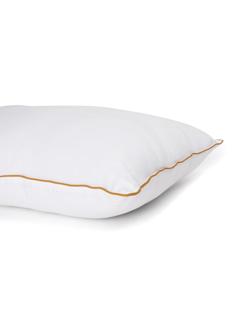 Elarra Home Bounce Pillow White Mustard Yellow Piping Size 43 cms x 68 cms 300TC Cotton Fabric Virgin Grade Fabric 750 GMS Machine Washable Set of 1