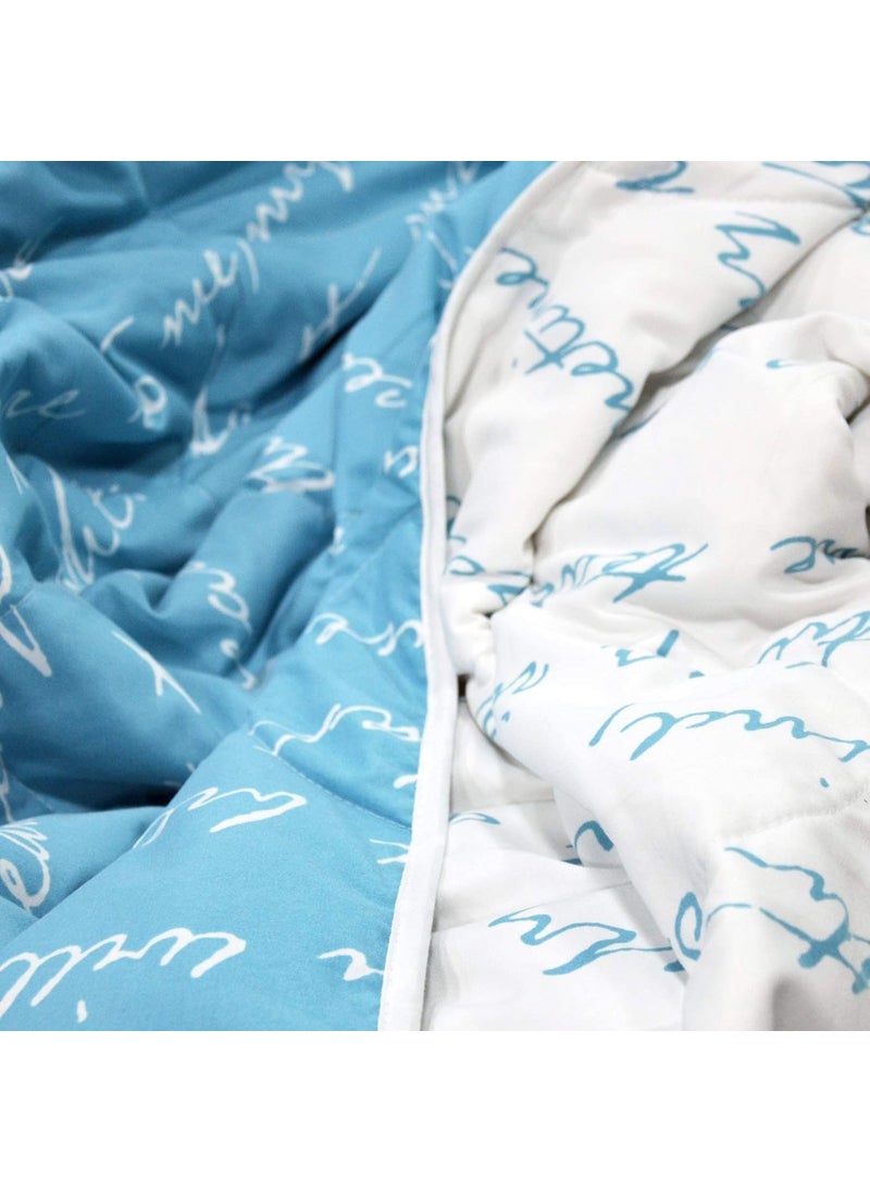 Divine Casa 120 GSM Microfiber Reversible Kids Single Bed Comforter UltraSoft Toddler Blanket Lightweight Cozy AllSeason Bedding for Babies Kids 135 x 100 cm Blue Topaz