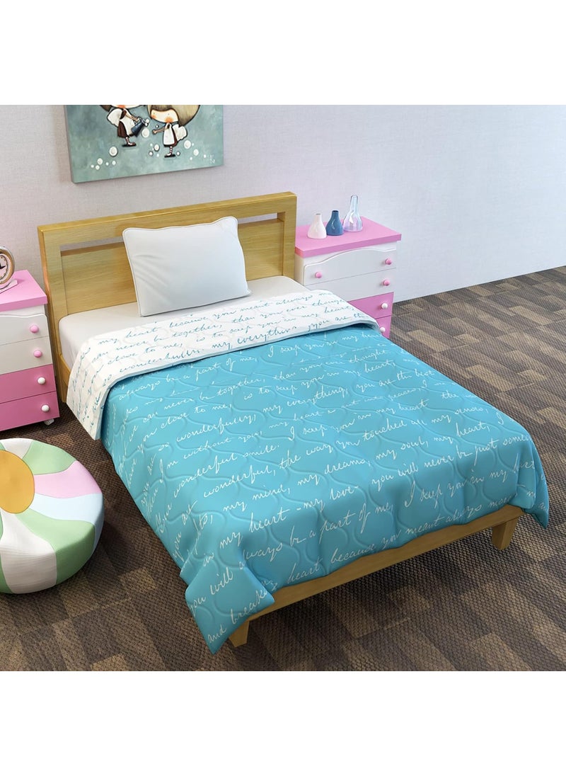 Divine Casa 120 GSM Microfiber Reversible Kids Single Bed Comforter UltraSoft Toddler Blanket Lightweight Cozy AllSeason Bedding for Babies Kids 135 x 100 cm Blue Topaz