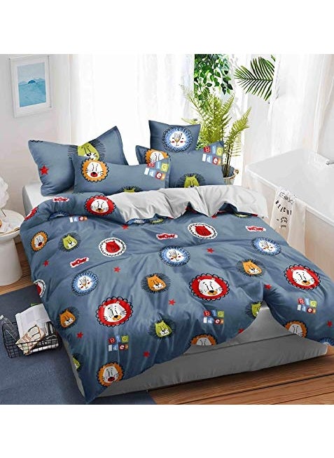 MEHAR HOME 350TC Microfiber Soft Glace Cotton King Size Double Bed AC ComforterBlanketDuvetQuilt with 1 Flat Bedsheet and 2 Pillow Cover_Lion Kids Edition Comforter Set