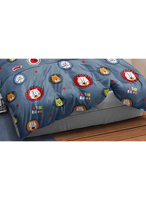 MEHAR HOME 350TC Microfiber Soft Glace Cotton King Size Double Bed AC ComforterBlanketDuvetQuilt with 1 Flat Bedsheet and 2 Pillow Cover_Lion Kids Edition Comforter Set